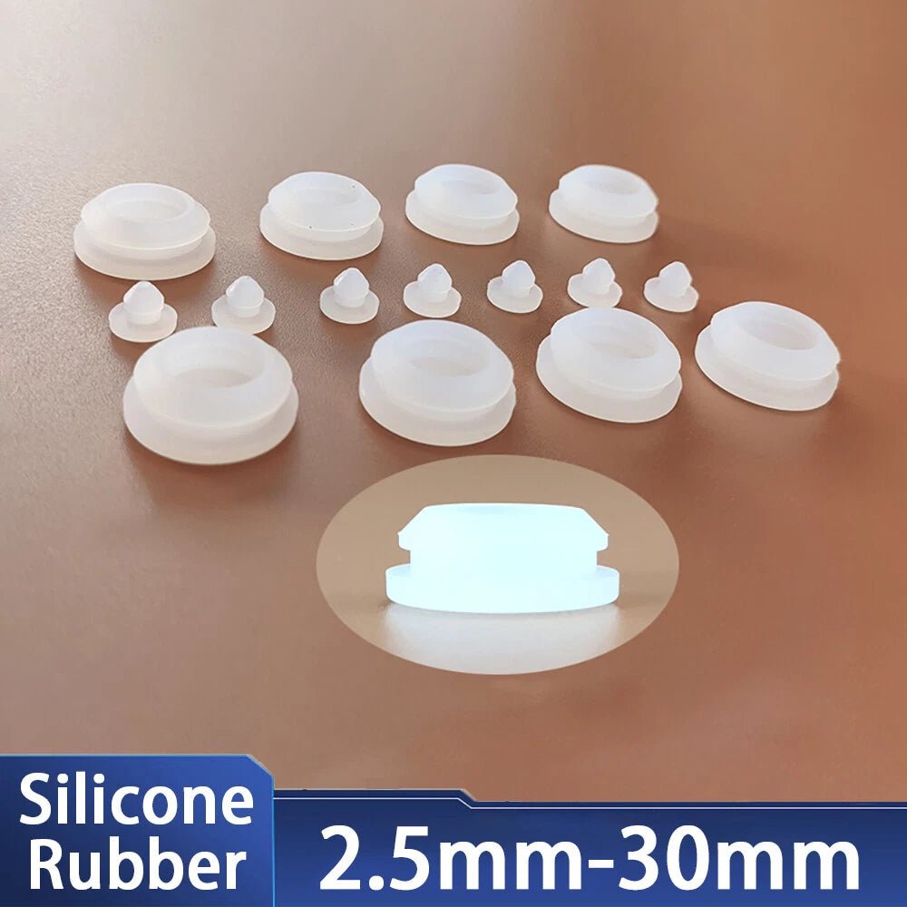 Transparent Snap - On Hole Plug Silicone Rubber Blanking Seal Bung Pipe 2.5mm - 30mm - HomeDIYer