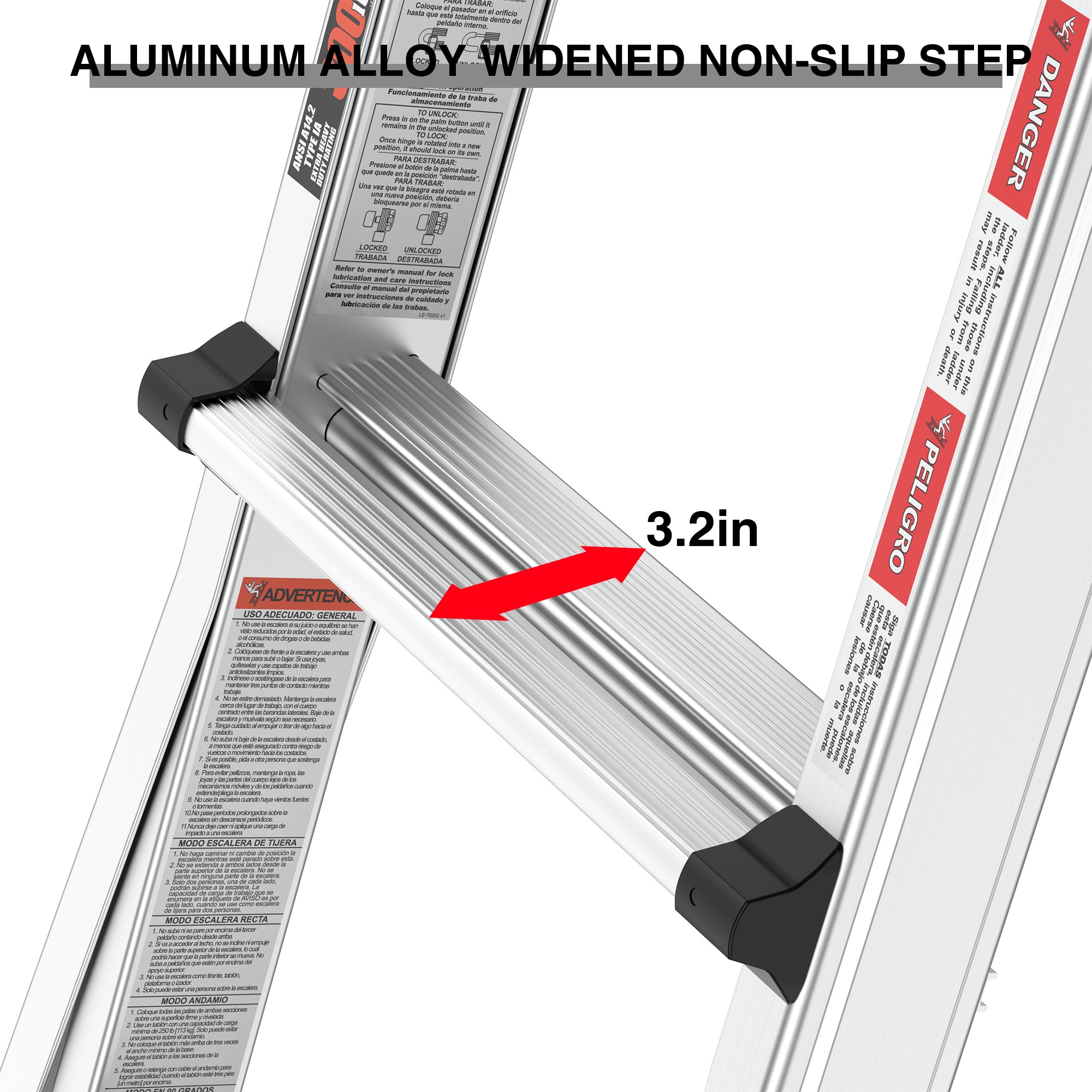 22 FT Aluminum Multi‑Position Ladder with Wheels — 300 lb Capacity, A‑Frame, Extension & More, Metallic Grey