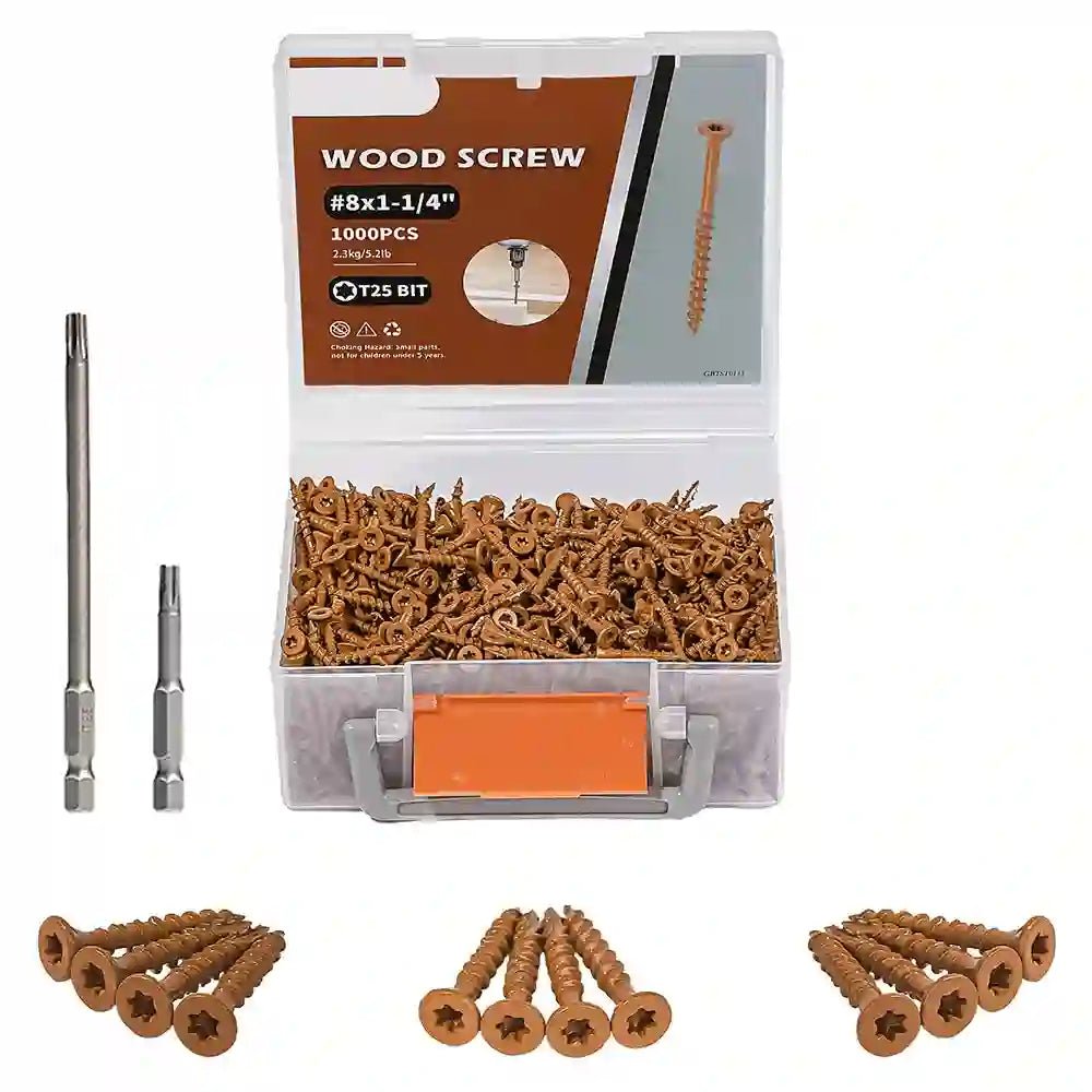 Brown Deck Screws Set Torx Self Tapping Wood Screws Exterior Deck Screw - HomeDIYer