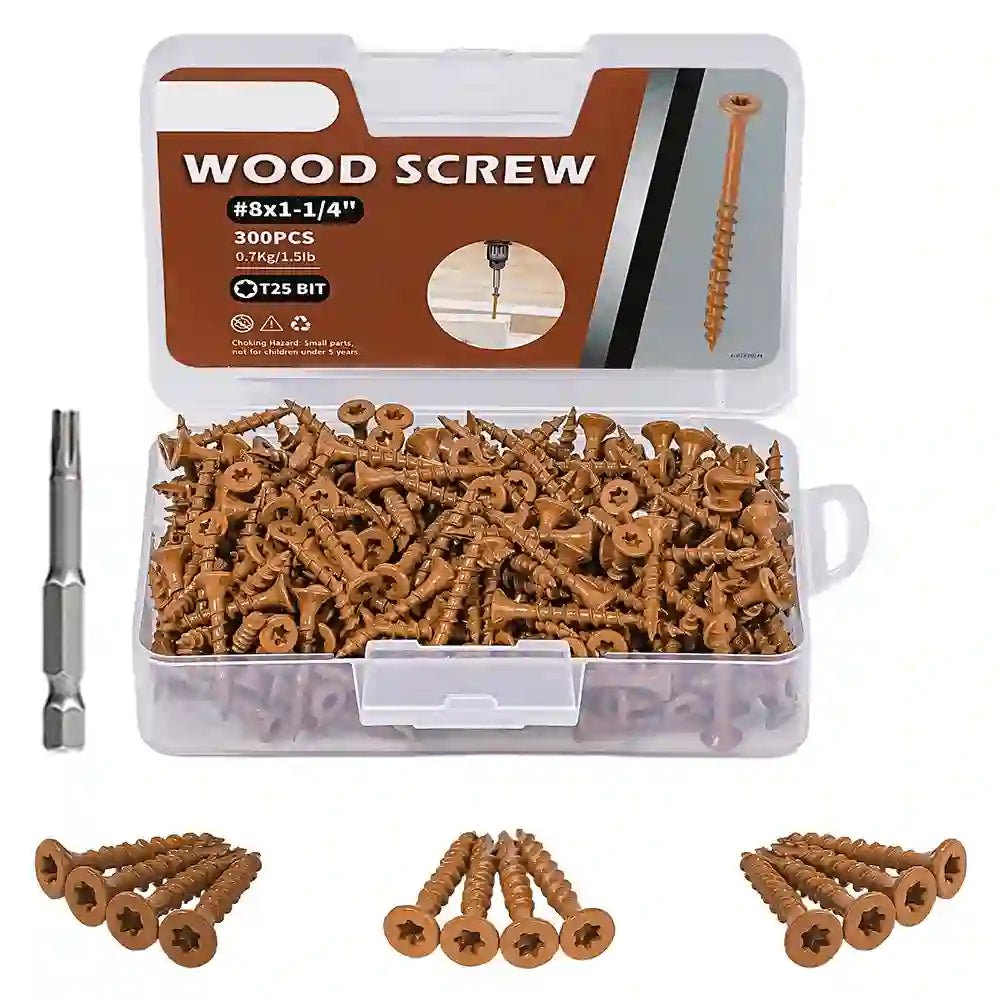 Brown Deck Screws Set Torx Self Tapping Wood Screws Exterior Deck Screw - HomeDIYer