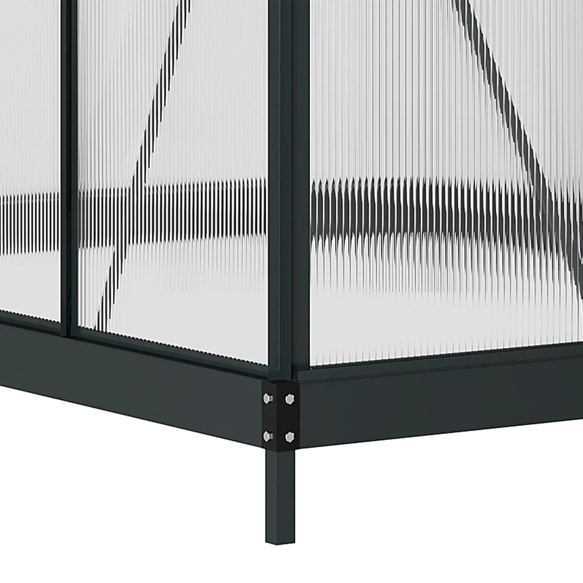 6.2ft x 8.3ft x 6.6ft Heavy‑Duty Aluminum Walk‑In Greenhouse — Polycarbonate Panels Sliding Door & Rooftop Vent Gray