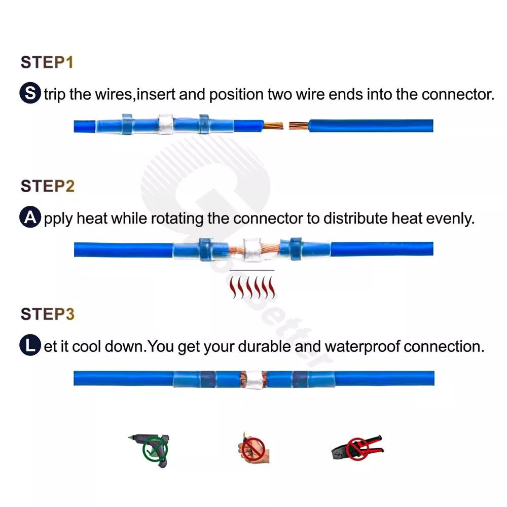100Pcs Waterproof Heat Shrink Butt Terminals Solder Seal Sleeve Wire Connectors - HomeDIYer