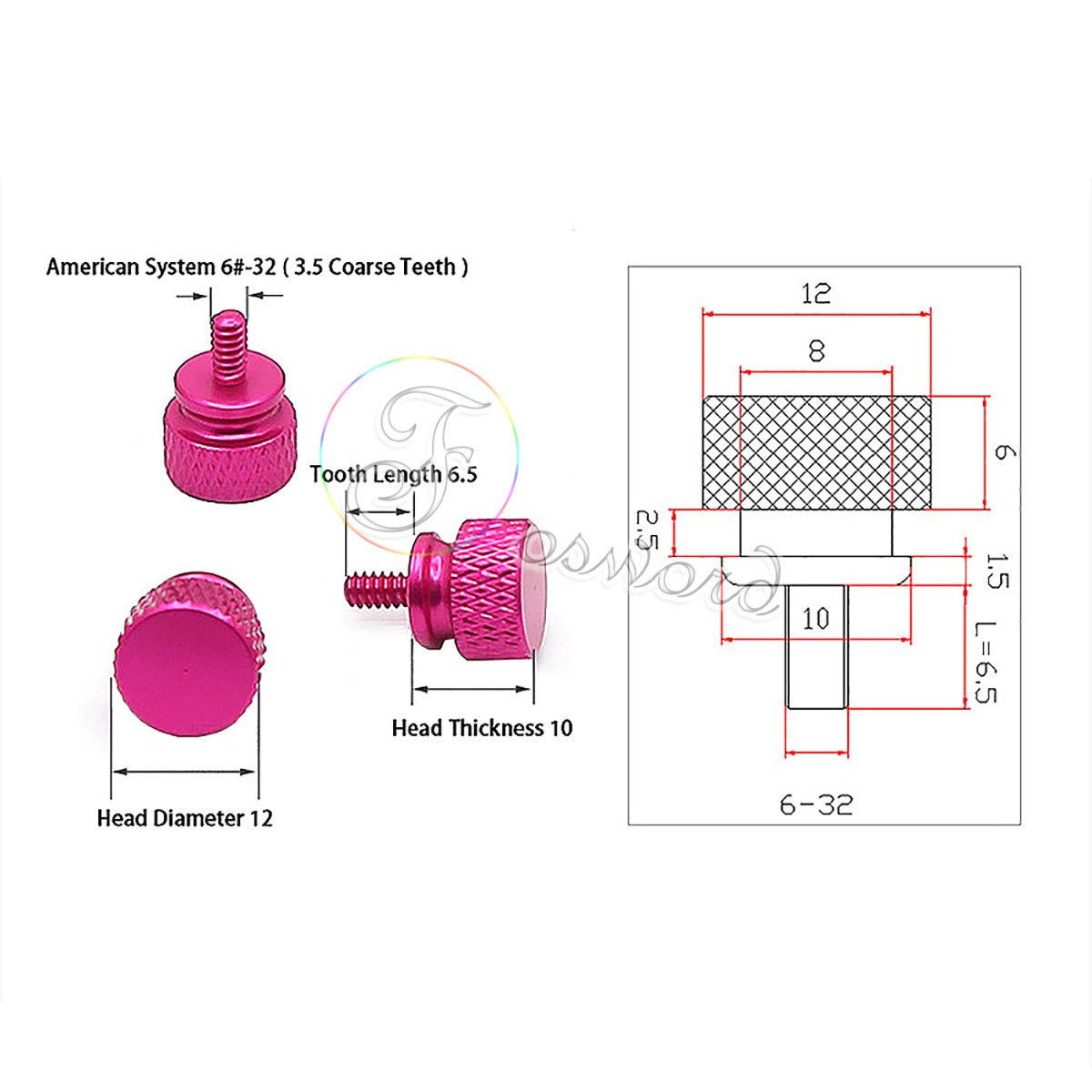 Aluminum Alloy Flat Knurled Thumb Screws | Wine Red | M3–M6 & 6 - 32 | PC Case Hand Knob Bolts - HomeDIYer