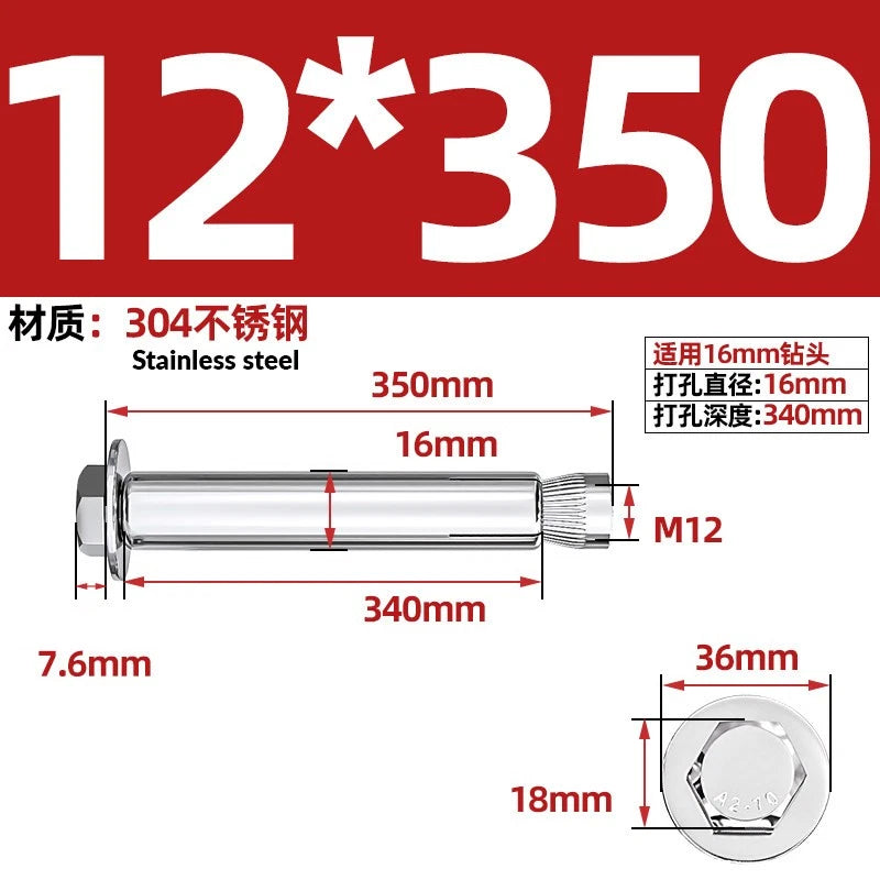 Stainless Steel Masonry Concrete Expansion Anchor Bolt — M6 M8 M10 M12 M16 | 304 & 201 SS