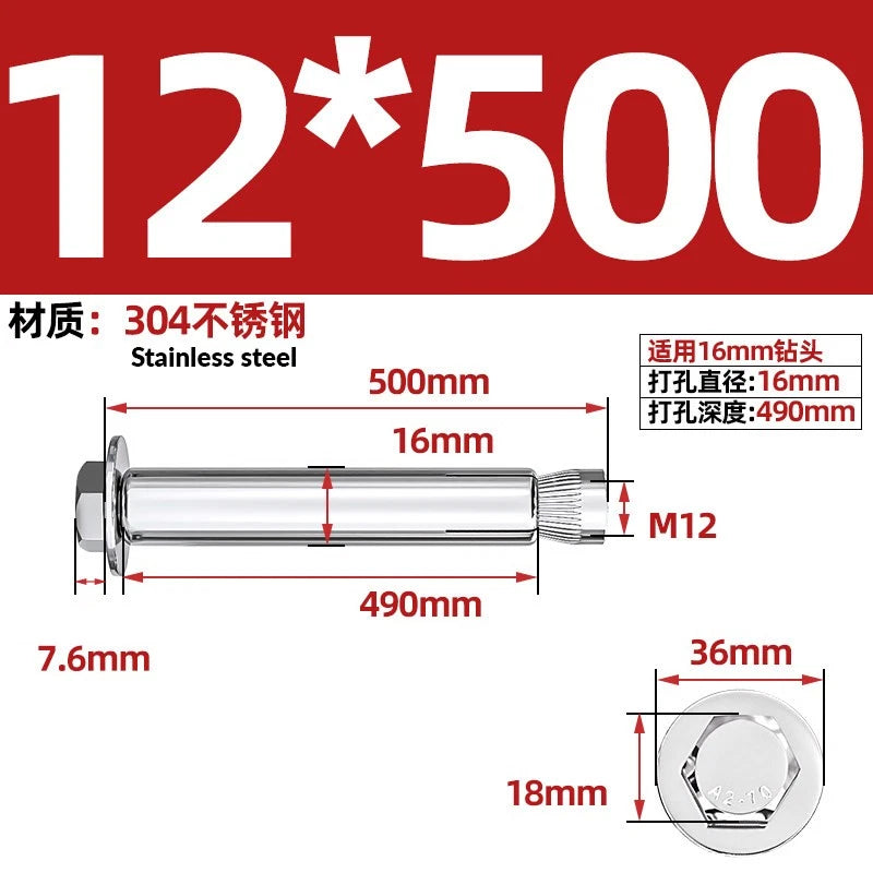 Stainless Steel Masonry Concrete Expansion Anchor Bolt — M6 M8 M10 M12 M16 | 304 & 201 SS