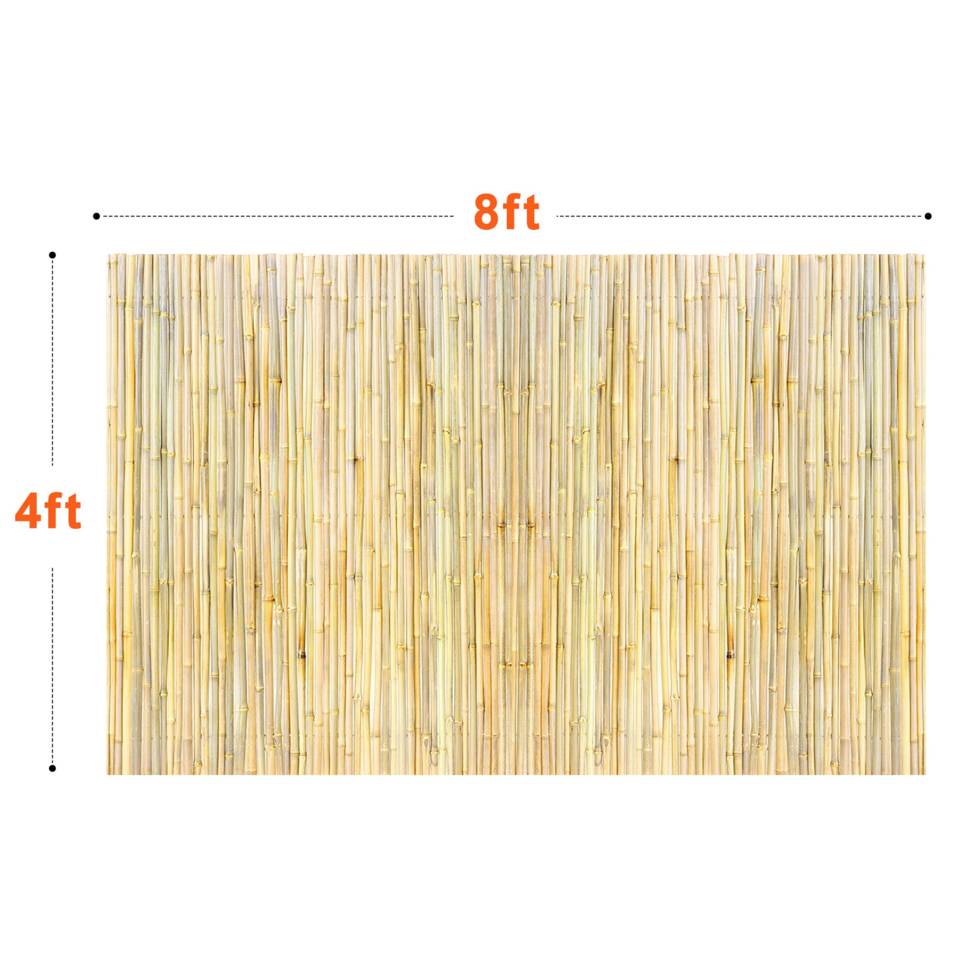 4ft H x 8ft L Natural Moso Bamboo Privacy Fence Roll — Extended Length Outdoor Screen & Garden Decor