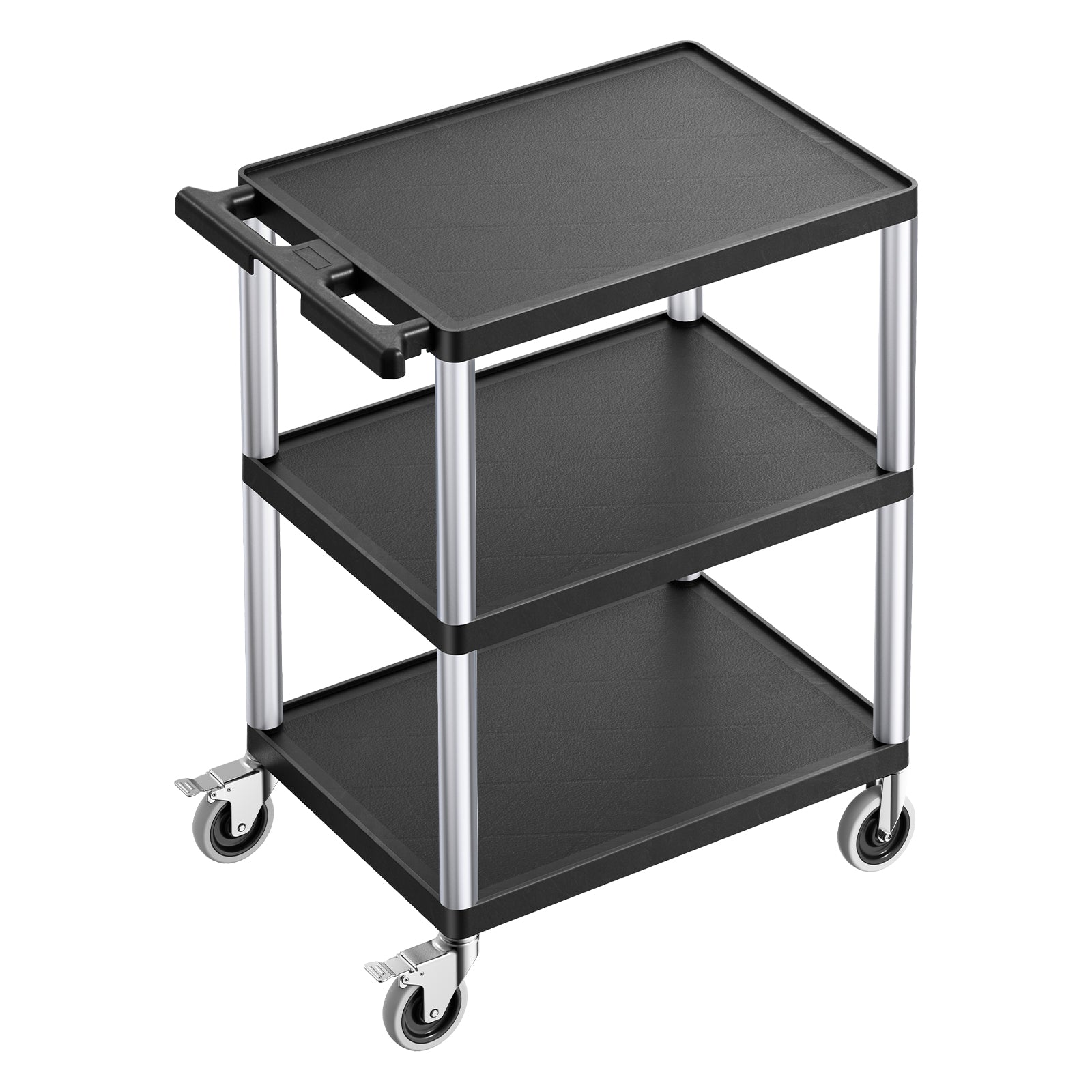 3-shelf Utility Cart 300 lbs 27.6 x 18.1-inch Service Cart with Wheels