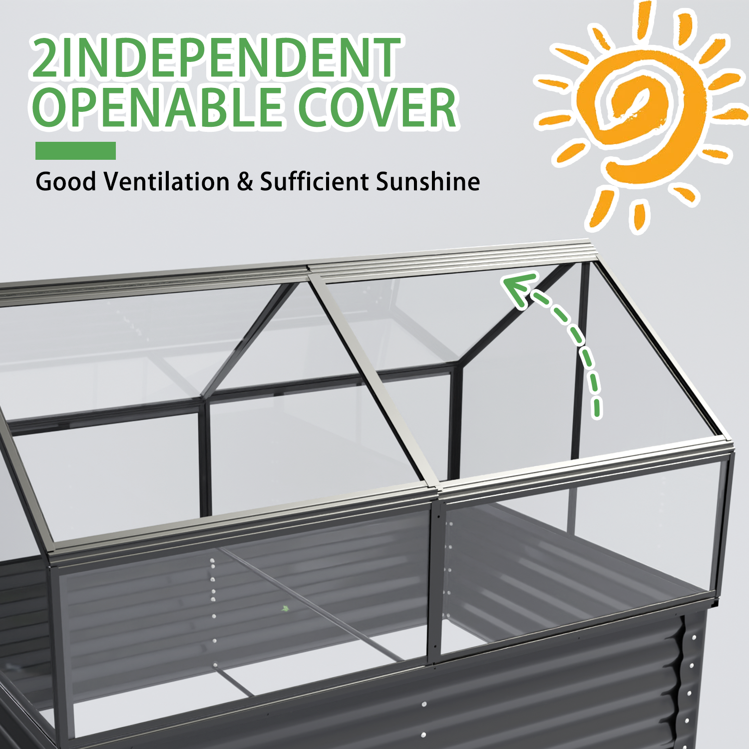 68.7" x 45" x 51.5" Greenhouse with Integrated Raised Flower Bed — 2‑in‑1 Outdoor Planter Box & Cold Frame Black