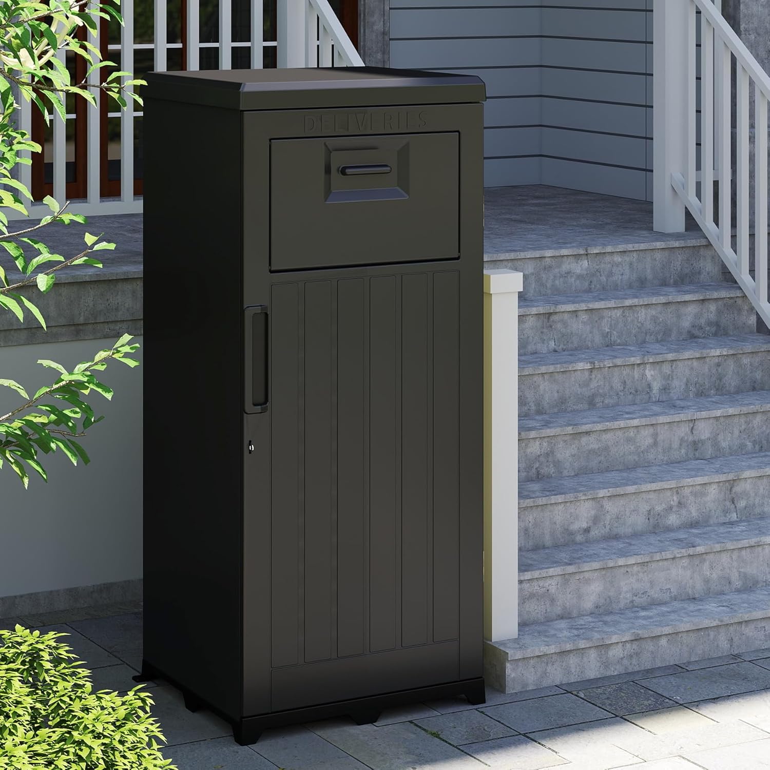 Outdoor Package Delivery Box — Large Lockable Parcel Drop Box, Waterproof & Anti‑Theft, Black