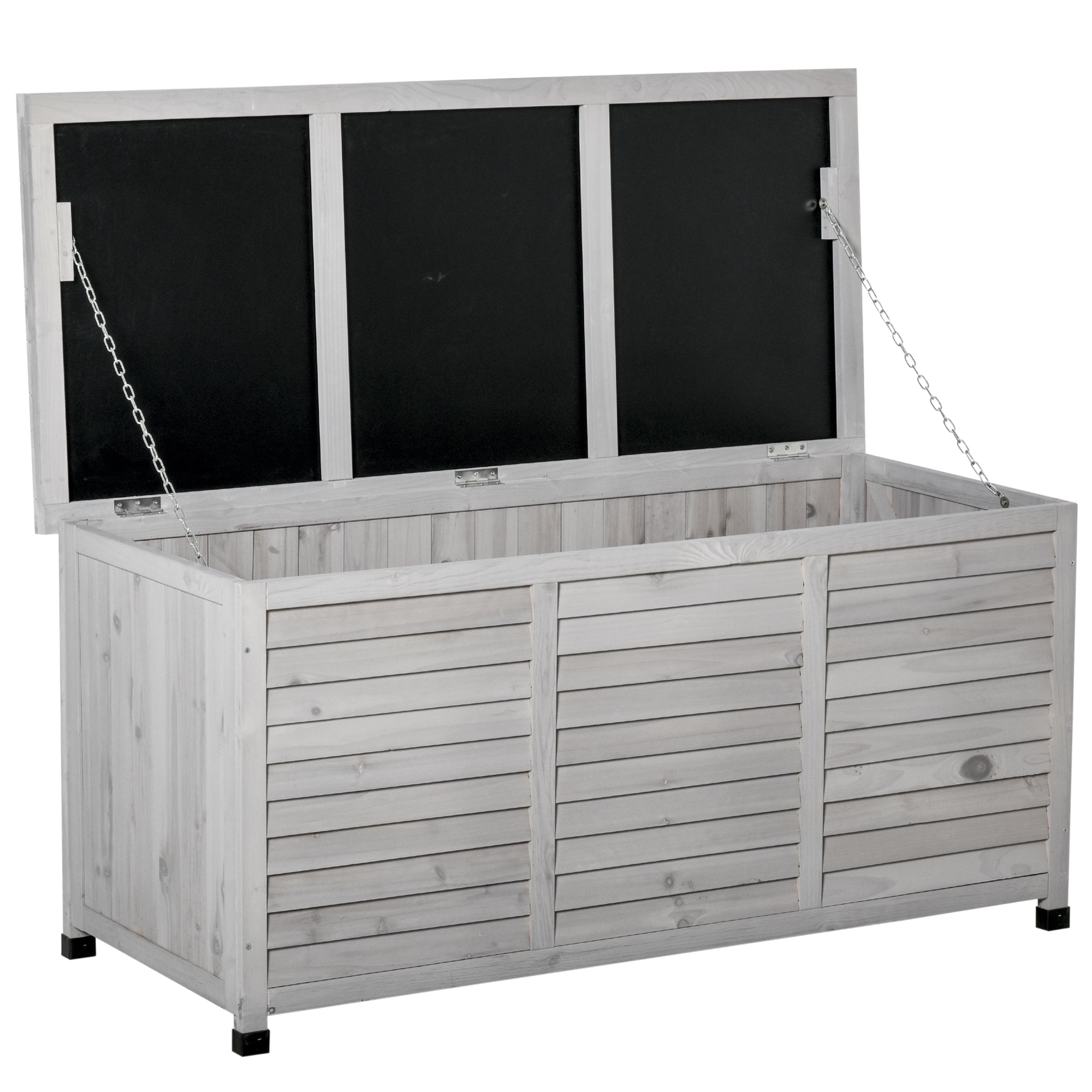 Outsunny 75 Gallon Wooden Deck Box with Weather-Resistant Finish | HomeDIYer