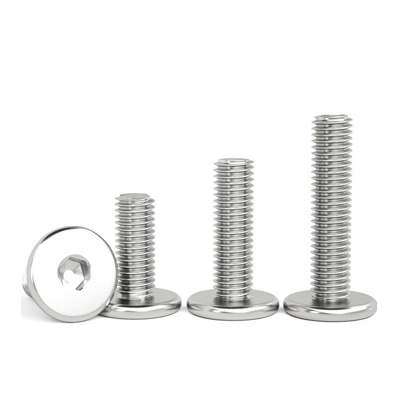 A2 Stainless Steel Hex Socket Flat Round Head Machine Screws – M2 to M8, Fully Threaded (2–90mm Lengths)