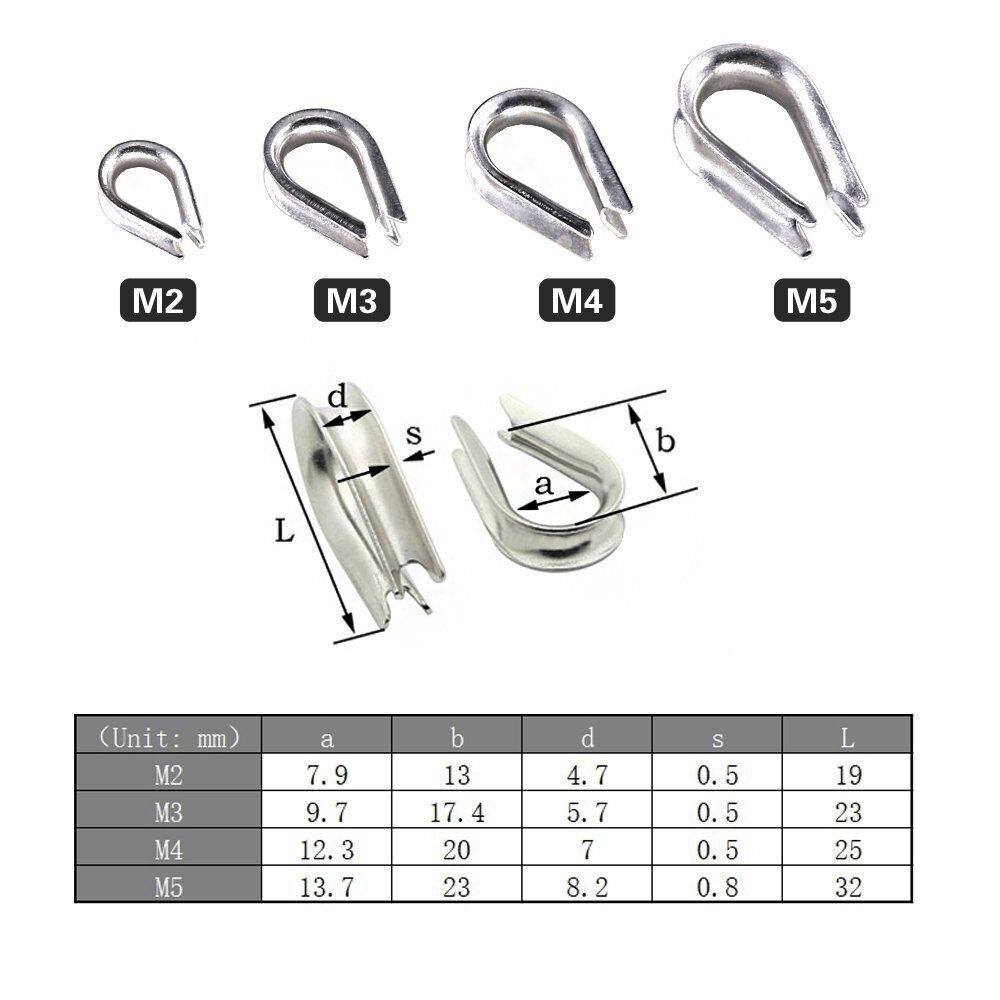 195Pcs Wire Rope Cable Thimbles and Crimping Sleeve Kit A2 Stainless Steel M2 - M5 - HomeDIYer