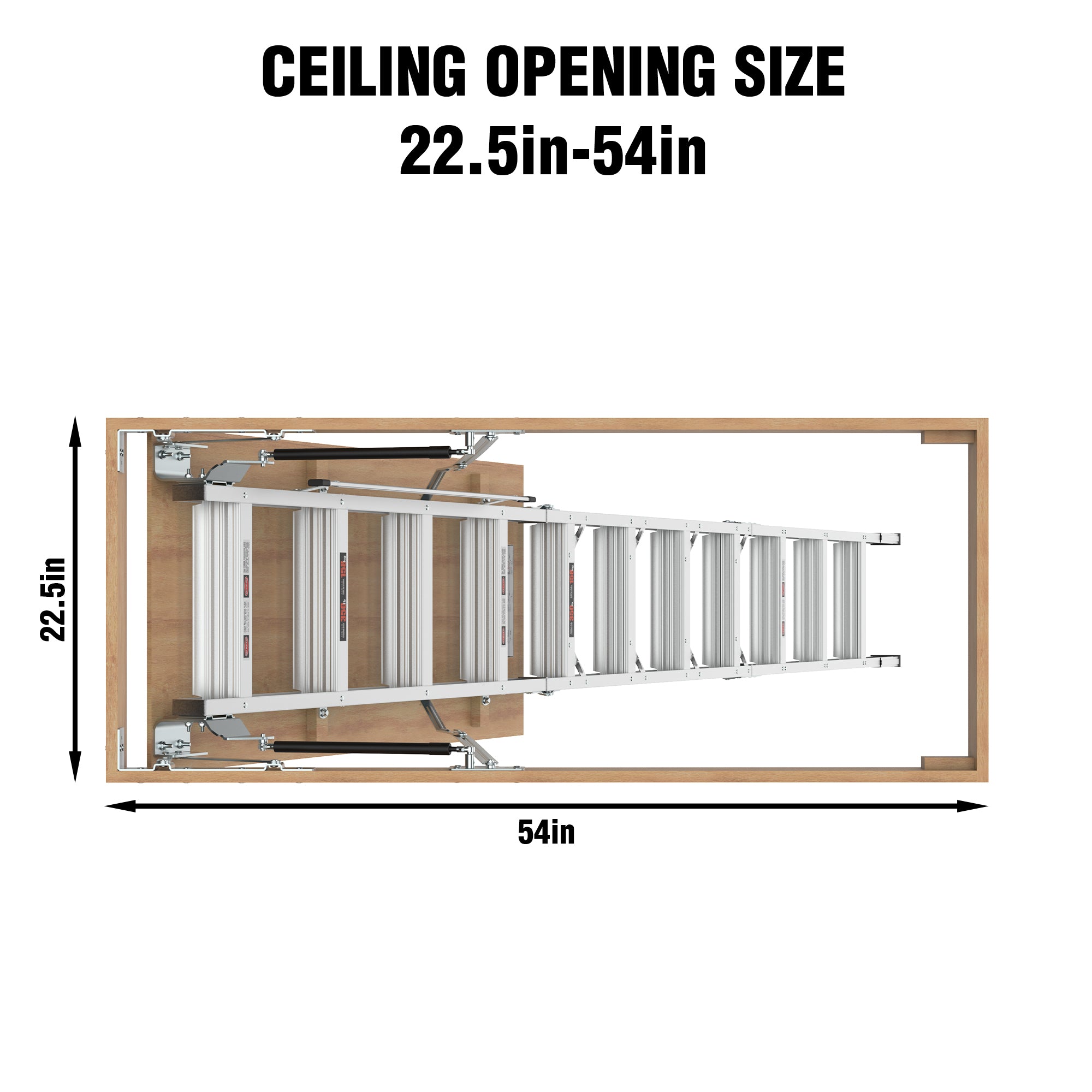 Pull‑Down Aluminum Attic Ladder with Insulated Zippered Cover – 22.5" x 54" Opening, Fits 7'8" to 10'3" Ceilings