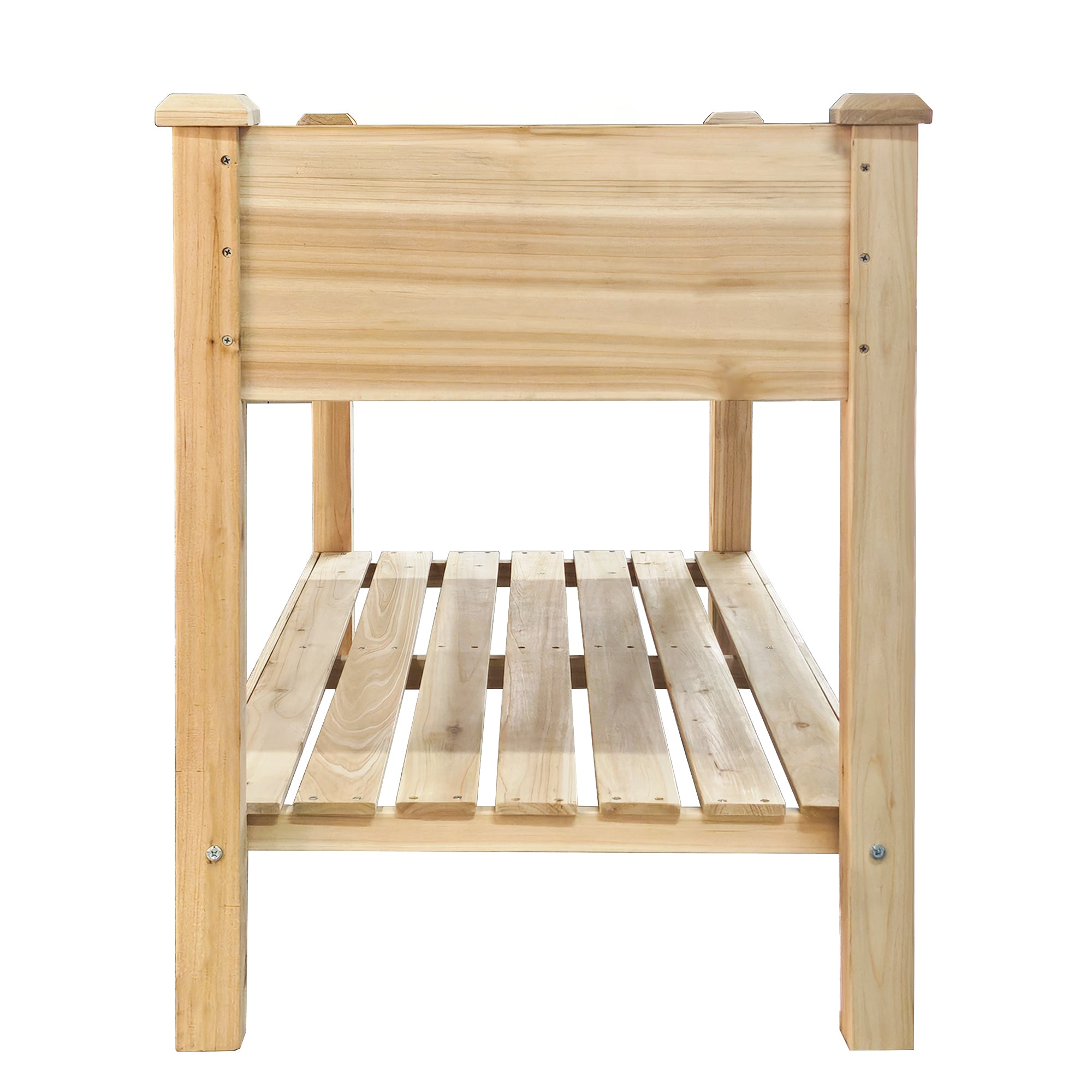 Raised Garden Bed 48x23x31.1" – Elevated Wood Planter with Water Collection Tray & Storage Shelf