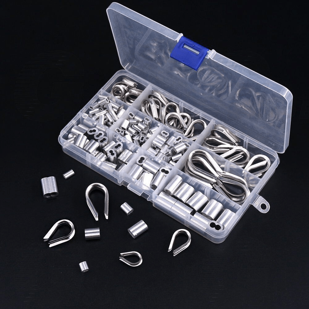 195Pcs Wire Rope Cable Thimbles and Crimping Sleeve Kit A2 Stainless Steel M2 - M5 - HomeDIYer