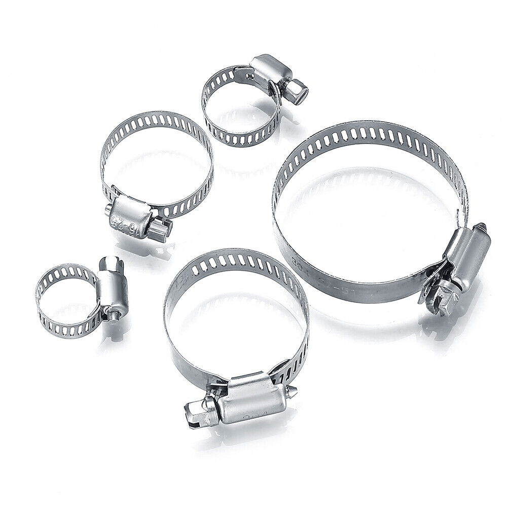 60pcs Adjustable Hose Clamps Stainless Steel 8 - 38mm Fuel Line Clamp Assortment - HomeDIYer