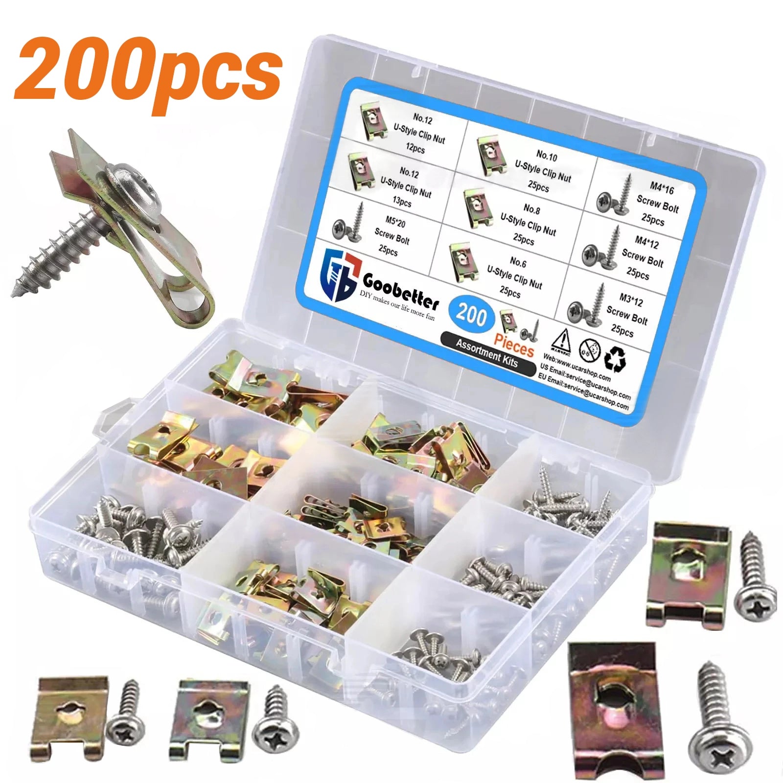 Auto Car U - Clip U Nut and Screw Assortment Kit for Car Dash Door Panel Interior - HomeDIYer