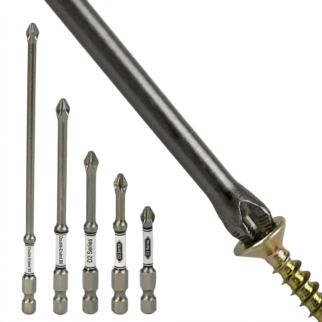 D2 Steel Anti-Slip Magnetic Impact Screwdriver Bits | Nunchaku-Style Single-End Bits