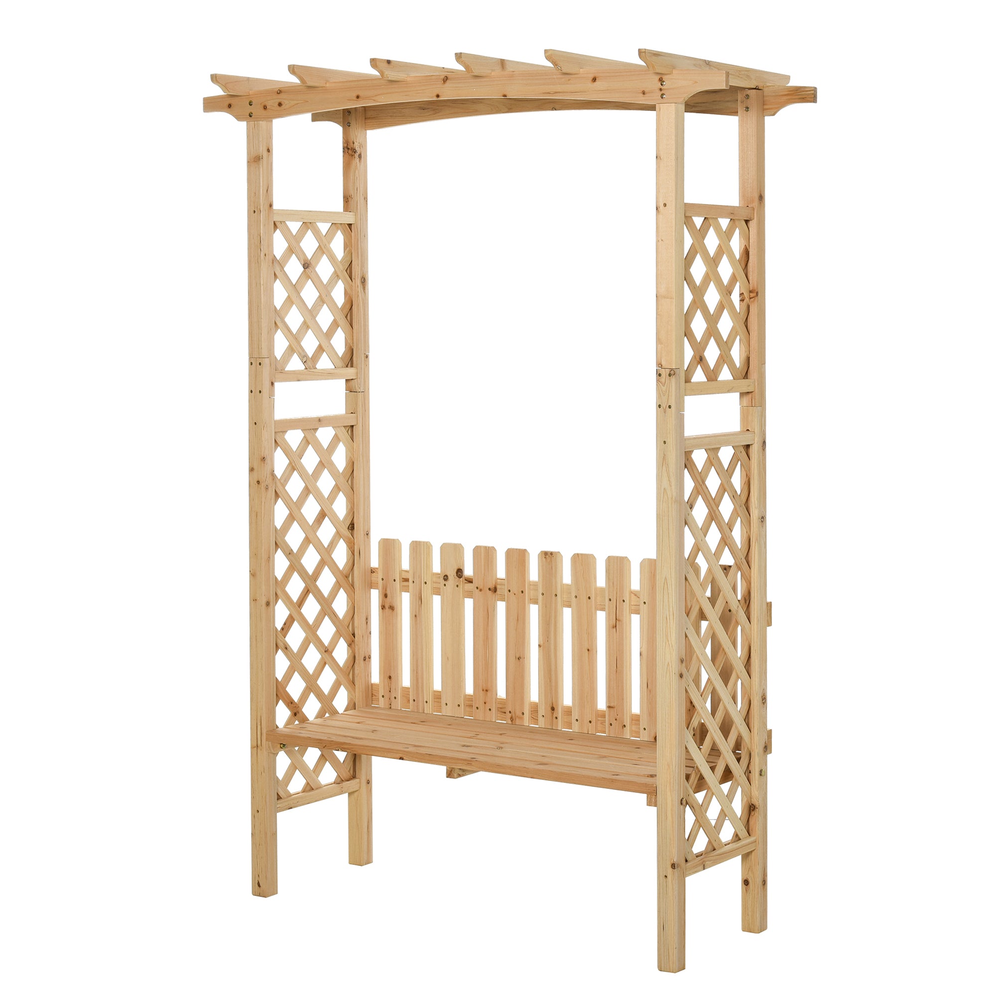 Wood Garden Arbor with Bench 81.5in, 2-Person, Natural | HomeDIYer