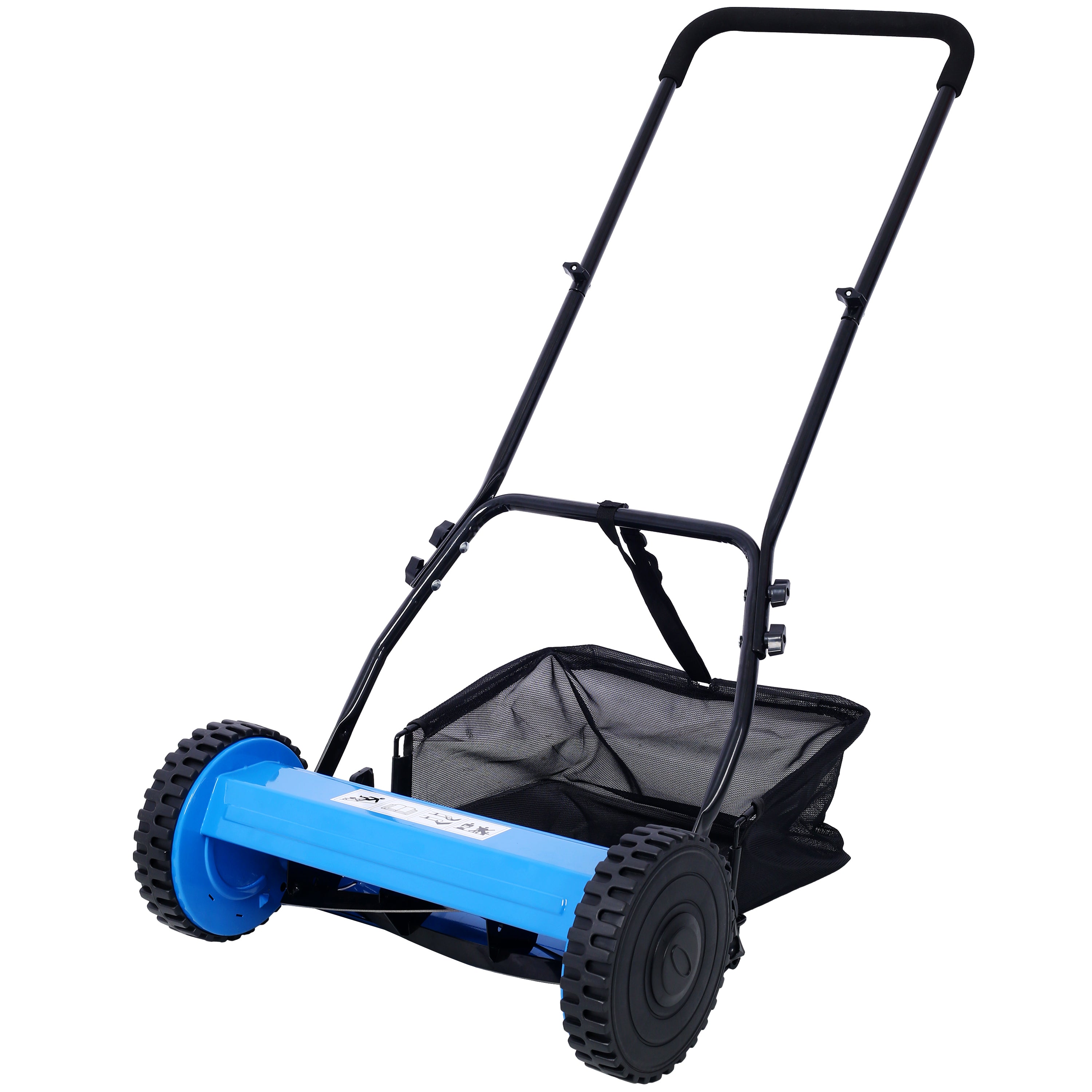 16-Inch 5-Blade Push Reel Lawn Mower with Grass Catcher, GREEN COLOR