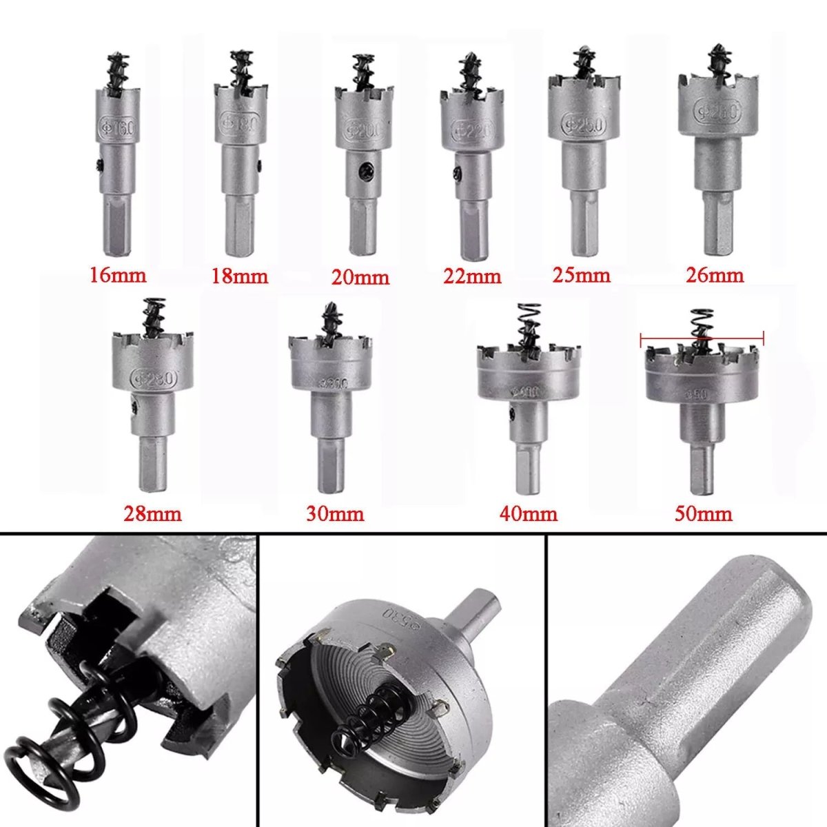 Hole saw Carbide carbide drill bit Circle cutter for stainless steel 16 - 50 mm drill bit - HomeDIYer