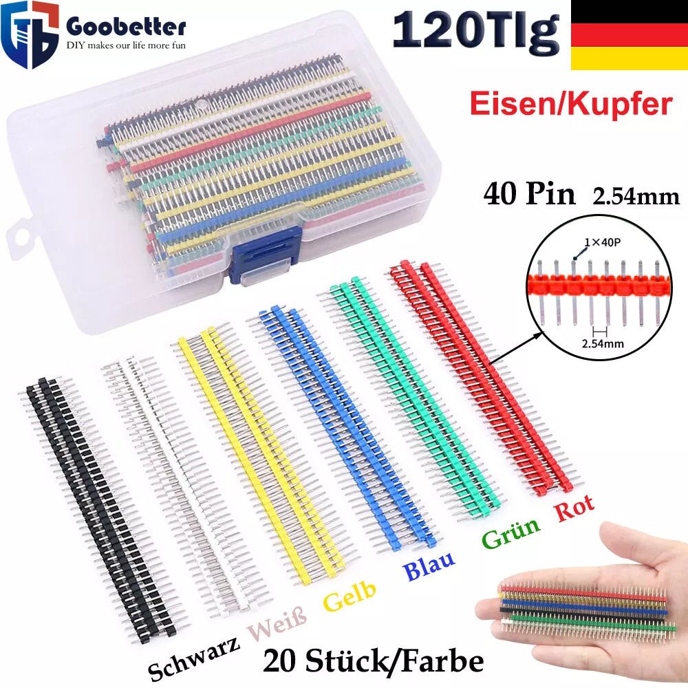 120pcs pin header set 2.54mm iron 40 pins connector strip pin header connector - HomeDIYer