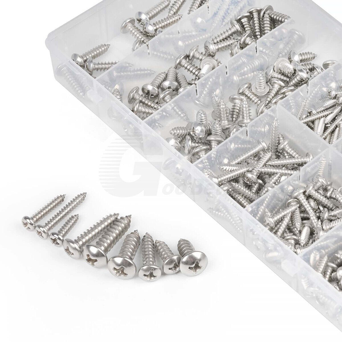 450x M3 - M5 Pan Head Self Tapping Phillips Screws Silvery A2 Stainless Steel Set - HomeDIYer