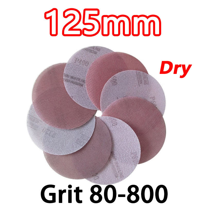 125mm 5" Dust-Free Mesh Sanding Discs Sandpaper Grit 80 120 180 240 320 - 800