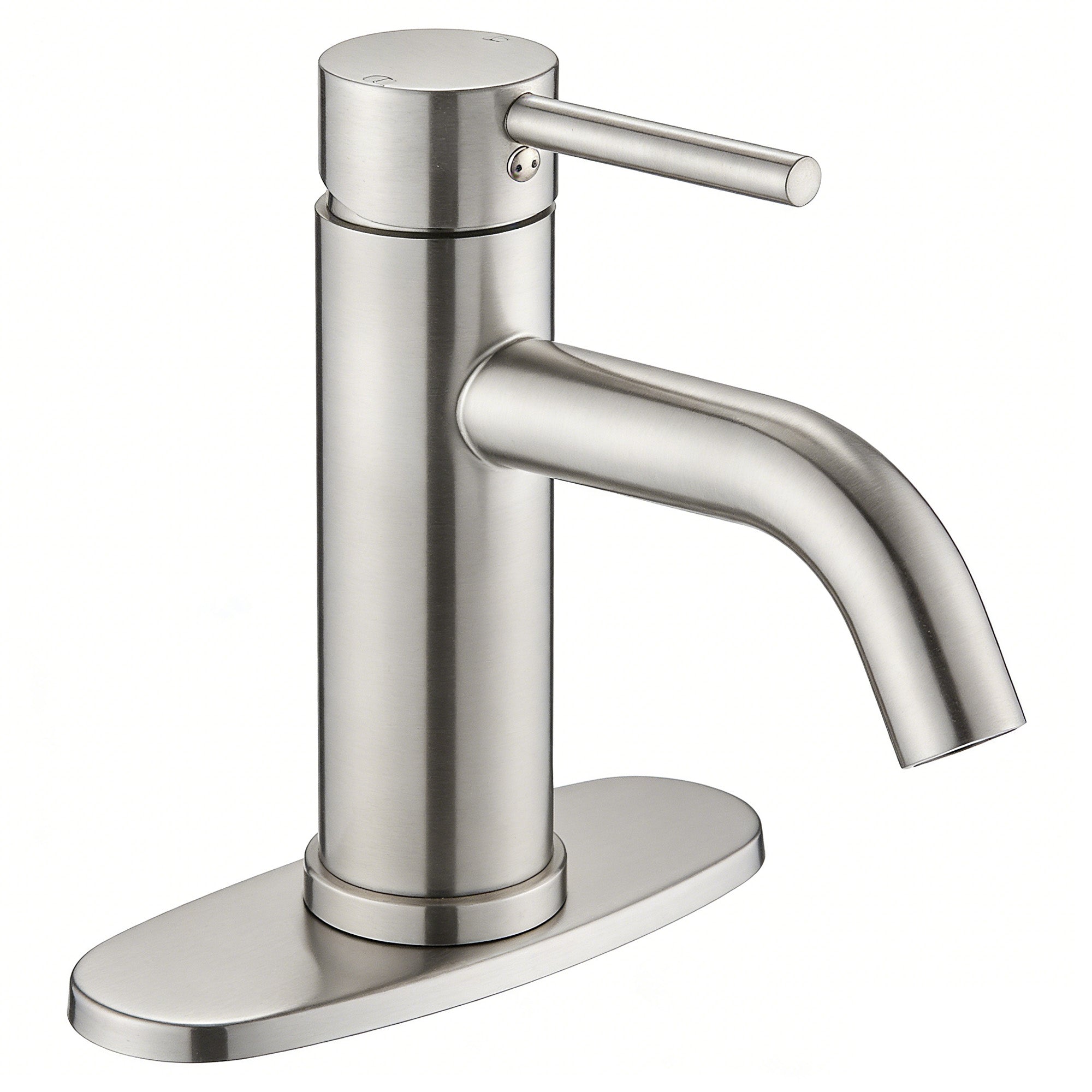 ADA Compliant Single Hole Bathroom Faucet – 6.57" High Stainless Steel Waterfall Faucet in Brushed Nickel