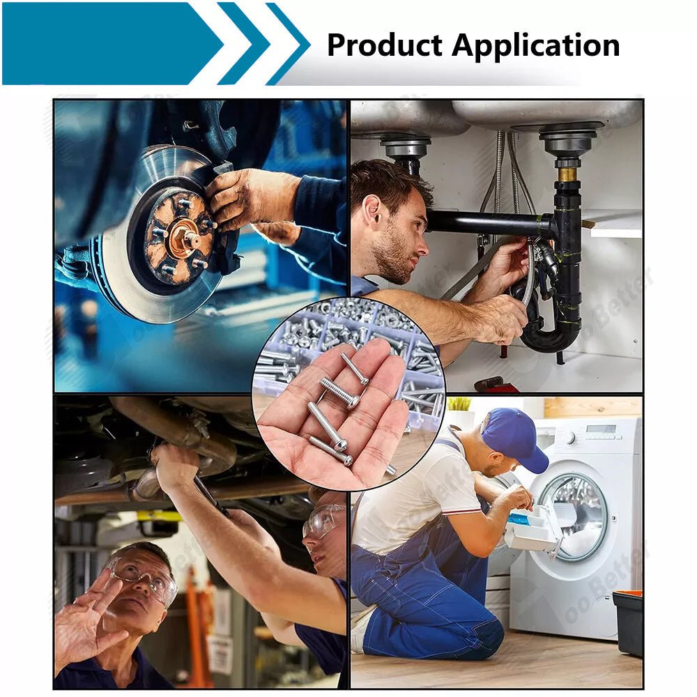 700Pcs Phillips Pan Head Screws Nuts Bolts and Flat Washers Assortment Set - HomeDIYer