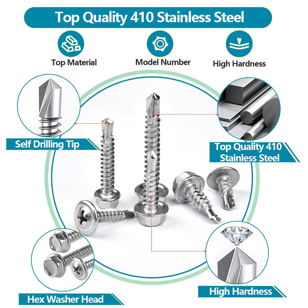 8 Self Tapping Sheet Screws 410 Stainless Steel Assortment Kit for Sheet Metal - HomeDIYer