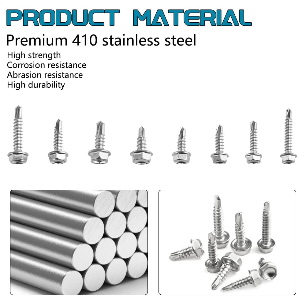 8 Self Tapping Sheet Screws 410 Stainless Steel Assortment Kit for Sheet Metal - HomeDIYer