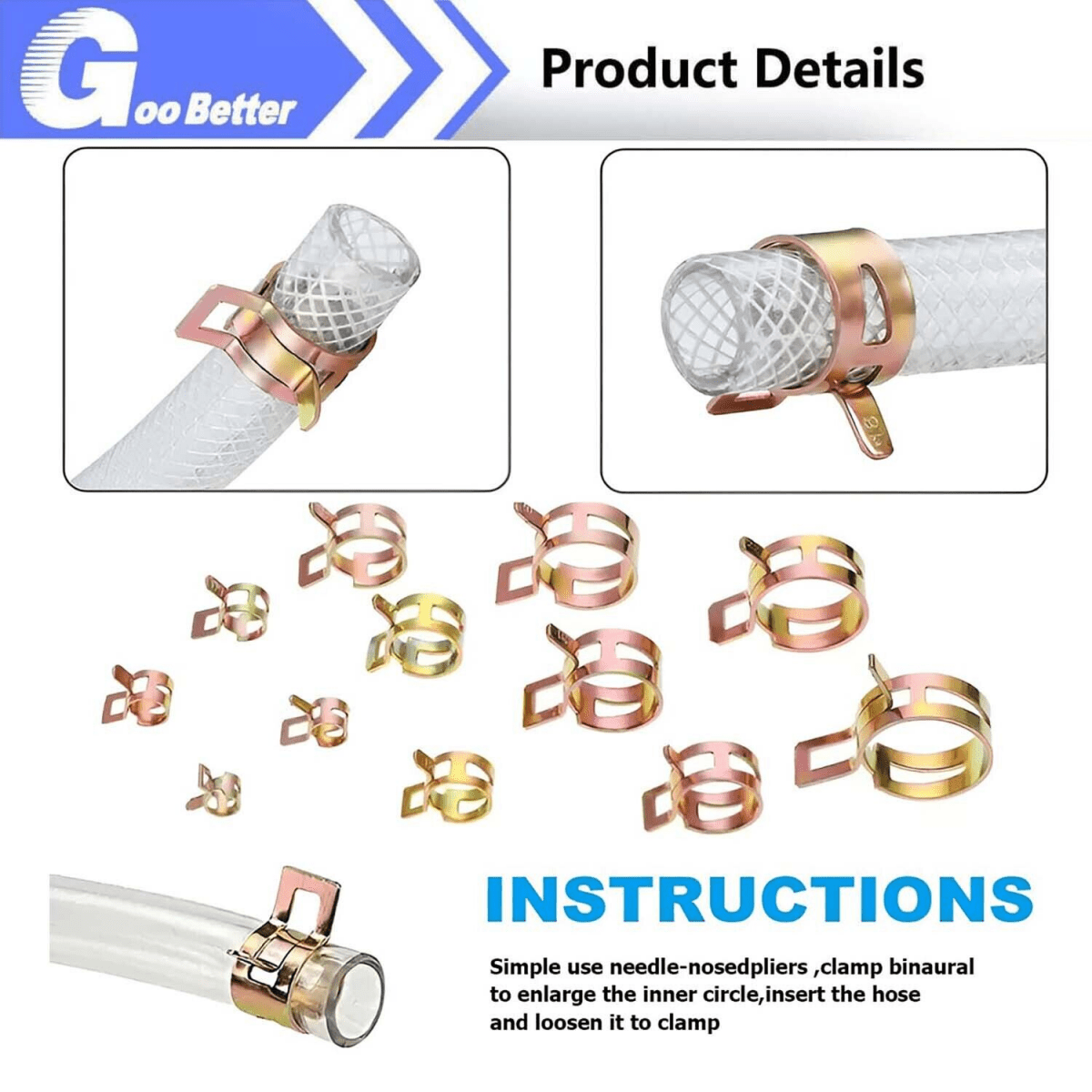 115 Pcs Hose Clamps Assortment Kit Spring Steel Clip Water Fuel Tube Air Pipe - HomeDIYer