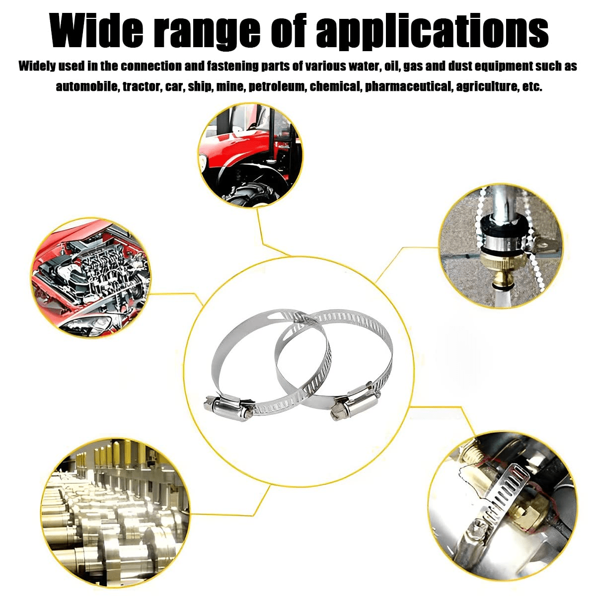 60pcs Adjustable Hose Clamps Stainless Steel 8 - 38mm Fuel Line Clamp Assortment - HomeDIYer