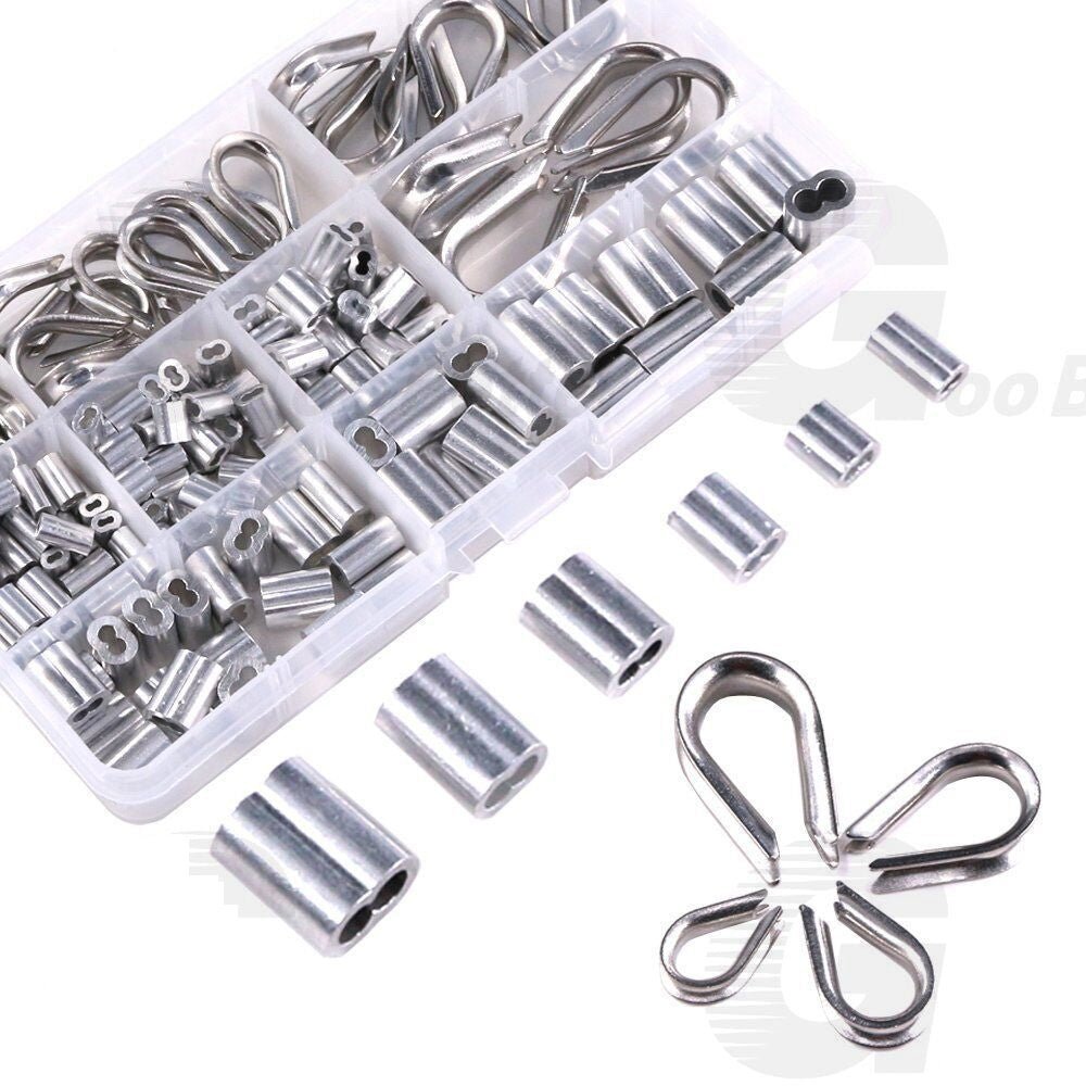 195Pcs Wire Rope Cable Thimbles and Crimping Sleeve Kit A2 Stainless Steel M2 - M5 - HomeDIYer