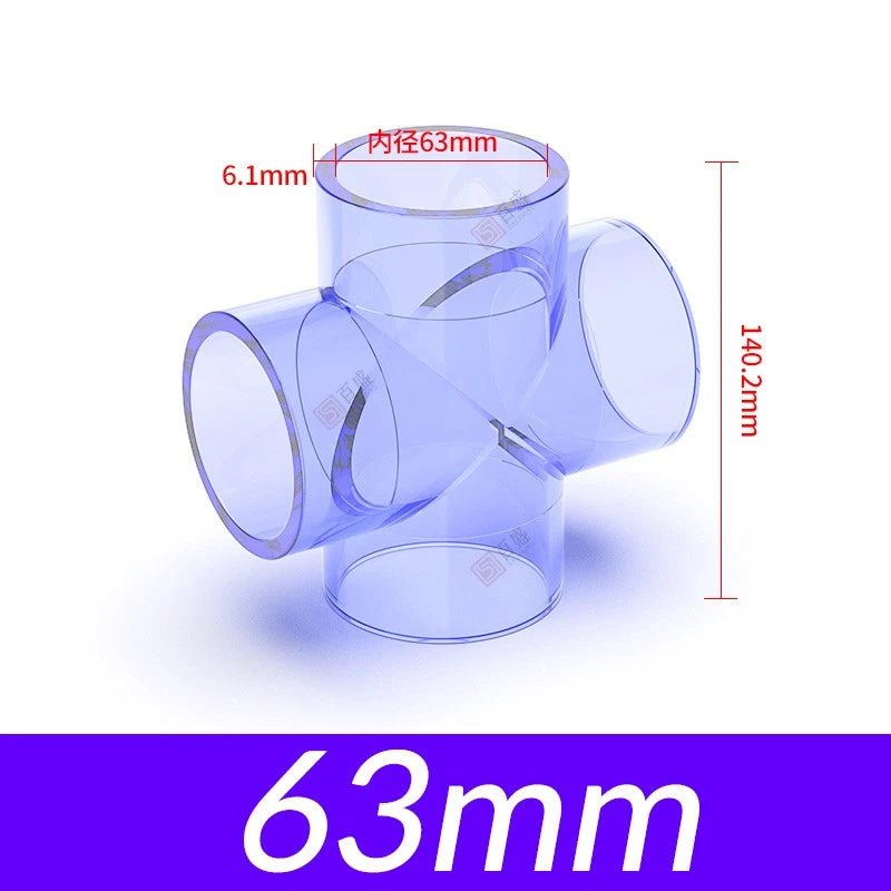 20mm-63mm PVC Klebe Fittings Rohr Muffe Kreuz 4 Wege Verbinder Kupplung Wasser