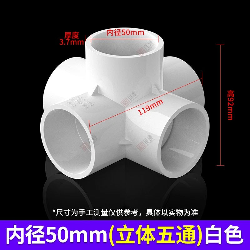PVC 5 Wege Winkel Rohr Fittings 20mm-50mm Klebefittings Muffen Weiß Blau Grau