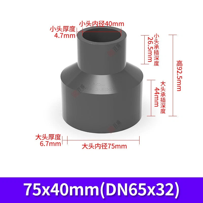 PVC Reduzierstück Muffe Rohr Fitting Klebefittings Lang Konisch I.D 20mm-140mm