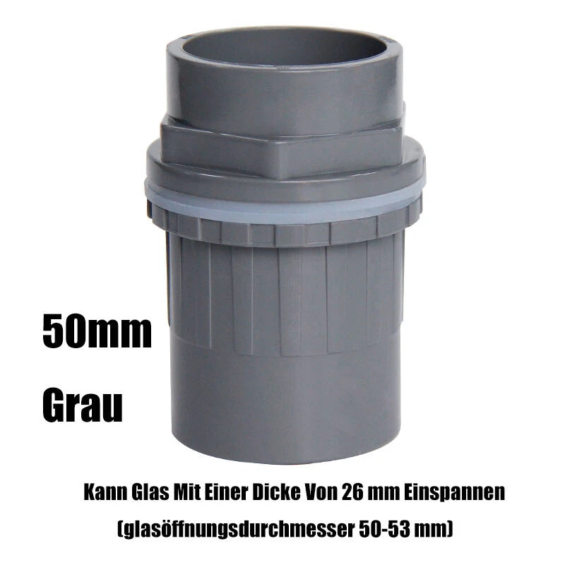 PVC Klebefitting Aquarium Wasser Rohr Fitting 20mm 25mm~50mm Grau Rohrfittings