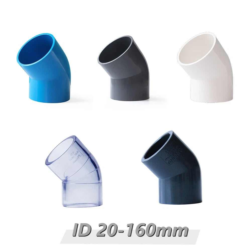 PVC Rohr Verbinder Klebefittings Bogen Winkel T-Stück Kappe Muffe I.D 20-63mm