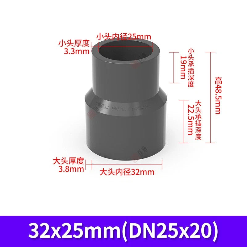 PVC Reduzierstück Muffe Rohr Fitting Klebefittings Lang Konisch I.D 20mm-140mm