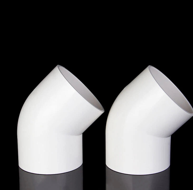 PVC 45° Ellbogen Winkel Klebe Fittings Rohr Muffe Rohrverbinder Weiß 20mm~200mm