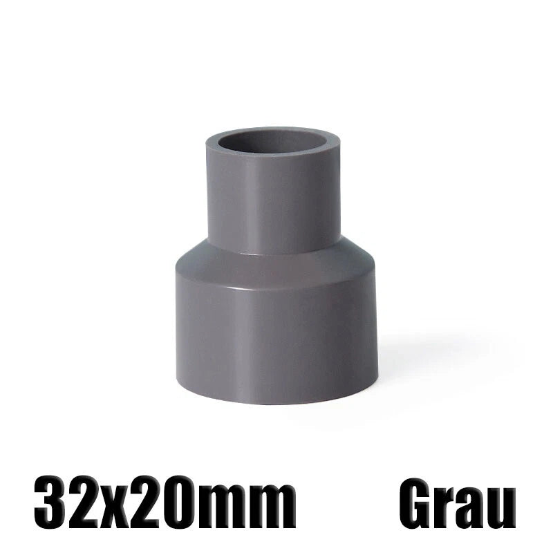 Ø20mm-200mm PVC Reduzierstück Muffe Rohr Fitting Klebefittings Lang Konisch Grau