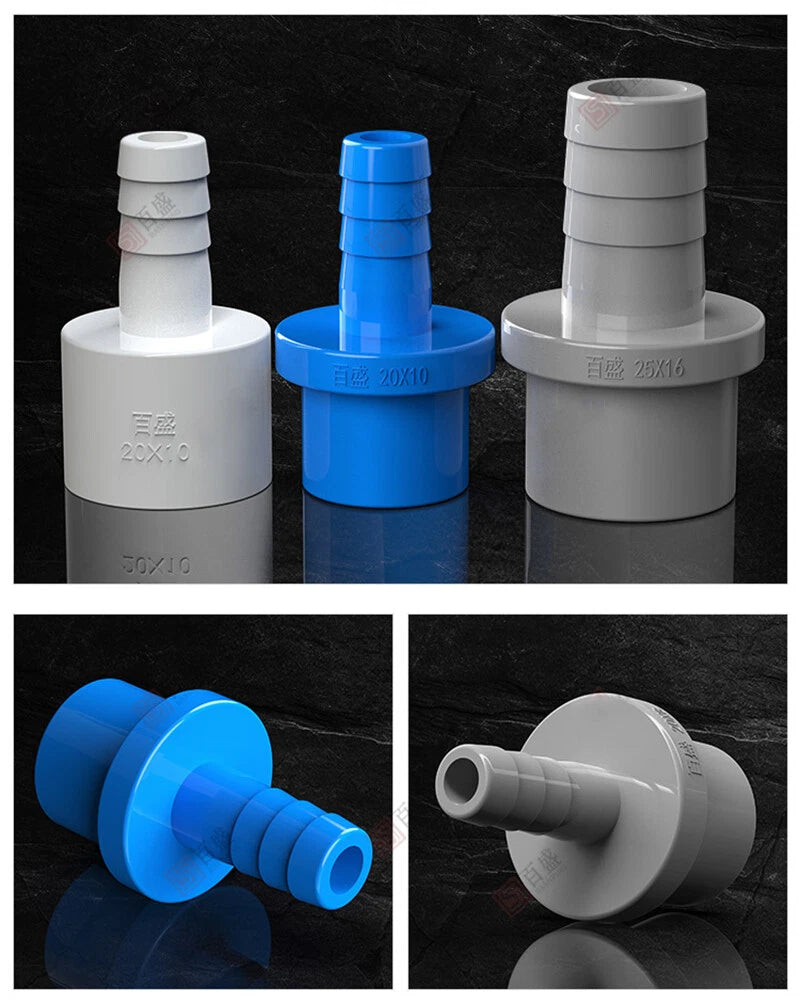 5-63mm Schlauchtülle PVC Klebefittings Druck Wasser Rohr Fittings Weiß Blau Grau
