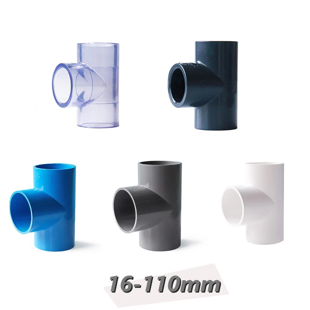 PVC Rohr Verbinder Klebefittings Bogen Winkel T-Stück Kappe Muffe I.D 20-63mm