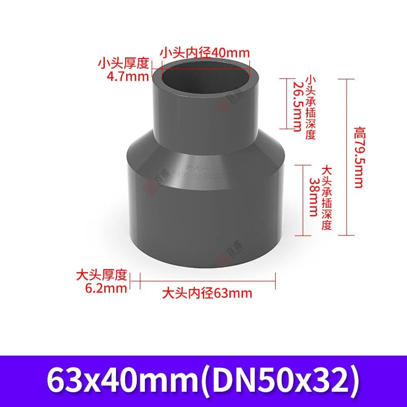 PVC Reduzierstück Muffe Rohr Fitting Klebefittings Lang Konisch I.D 20mm-140mm