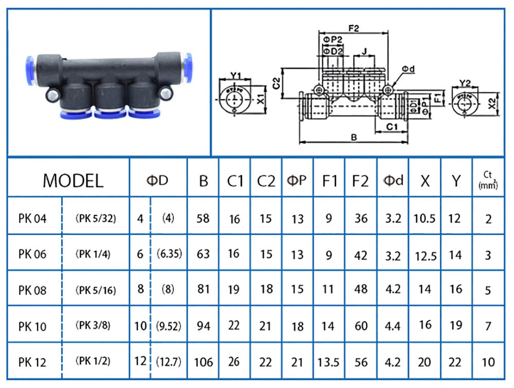 Push-to-Connect Pneumatic Fittings — Air & Water Tube Quick Release Connectors