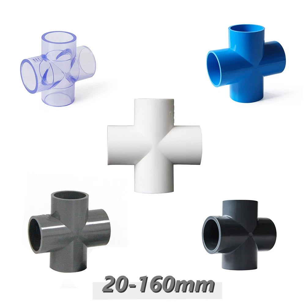 PVC Rohr Verbinder Klebefittings Bogen Winkel T-Stück Kappe Muffe I.D 20-63mm