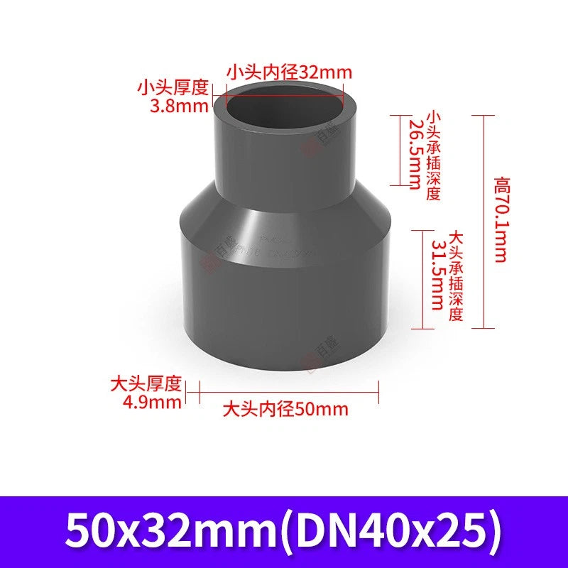 PVC Reduzierstück Muffe Rohr Fitting Klebefittings Lang Konisch I.D 20mm-140mm