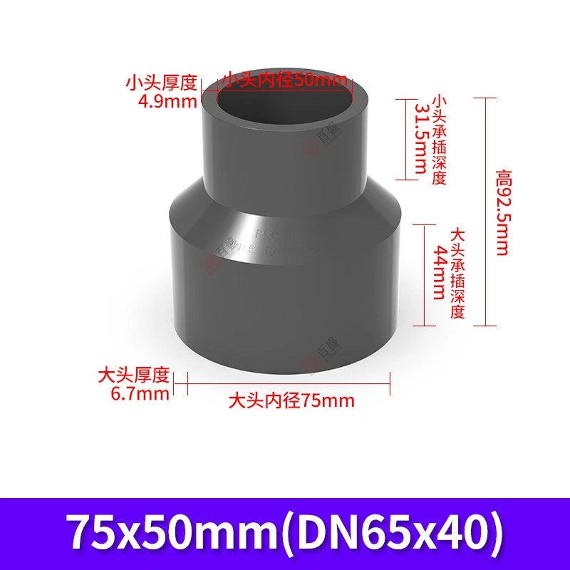 PVC Reduzierstück Muffe Rohr Fitting Klebefittings Lang Konisch I.D 20mm-140mm